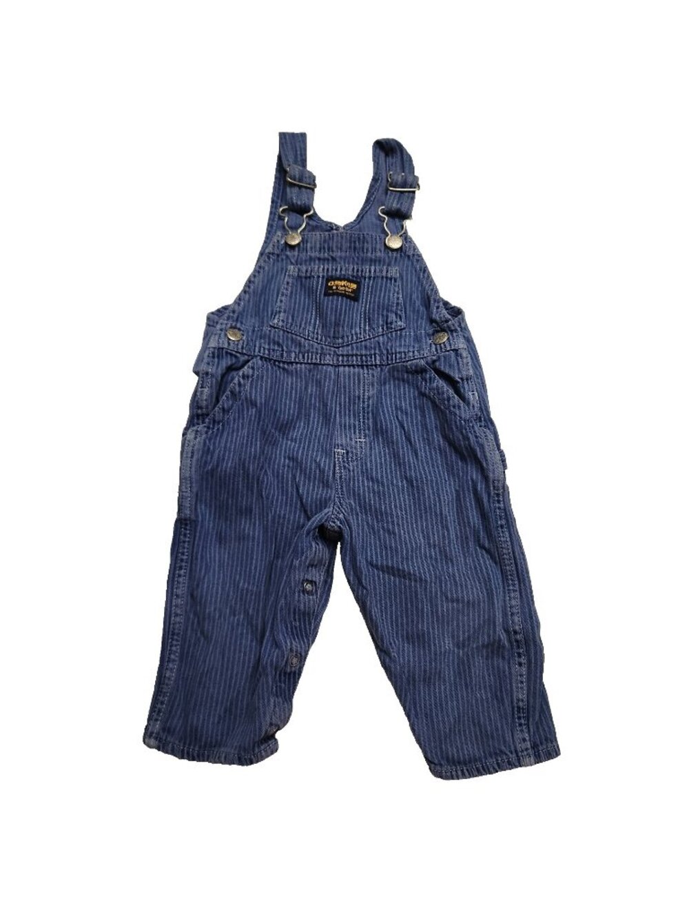 Vintage Oshkosh Striped Vestbak Bib Overalls Jean Denim Kids Toddler Size 18 mo